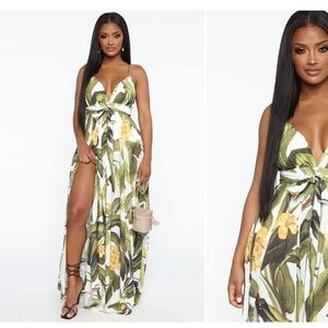 Tropical printed maxi dress